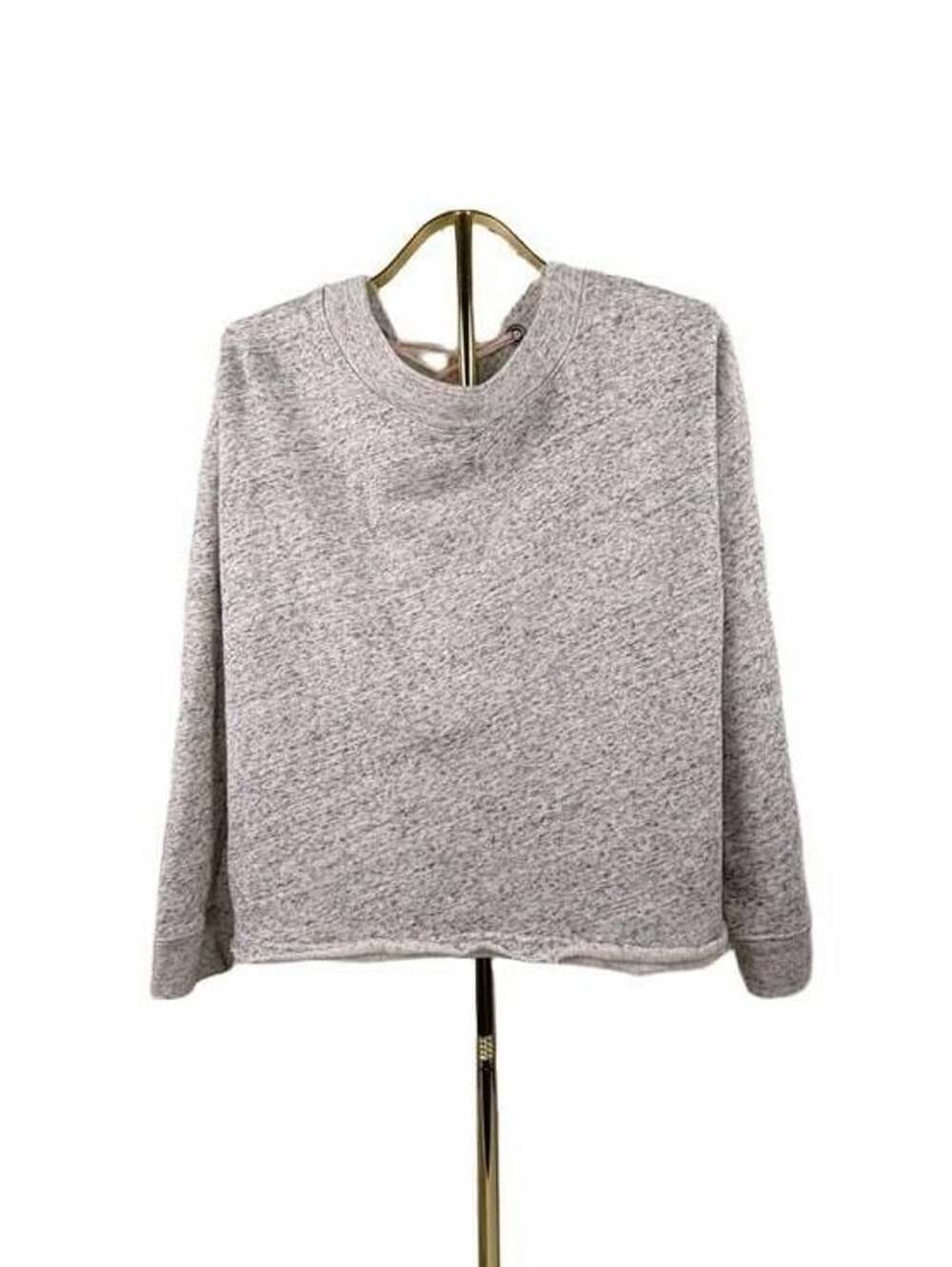 Abercrombie & Fitch Sweatshirt Size M Grey Lace-Up Back Raw Hem